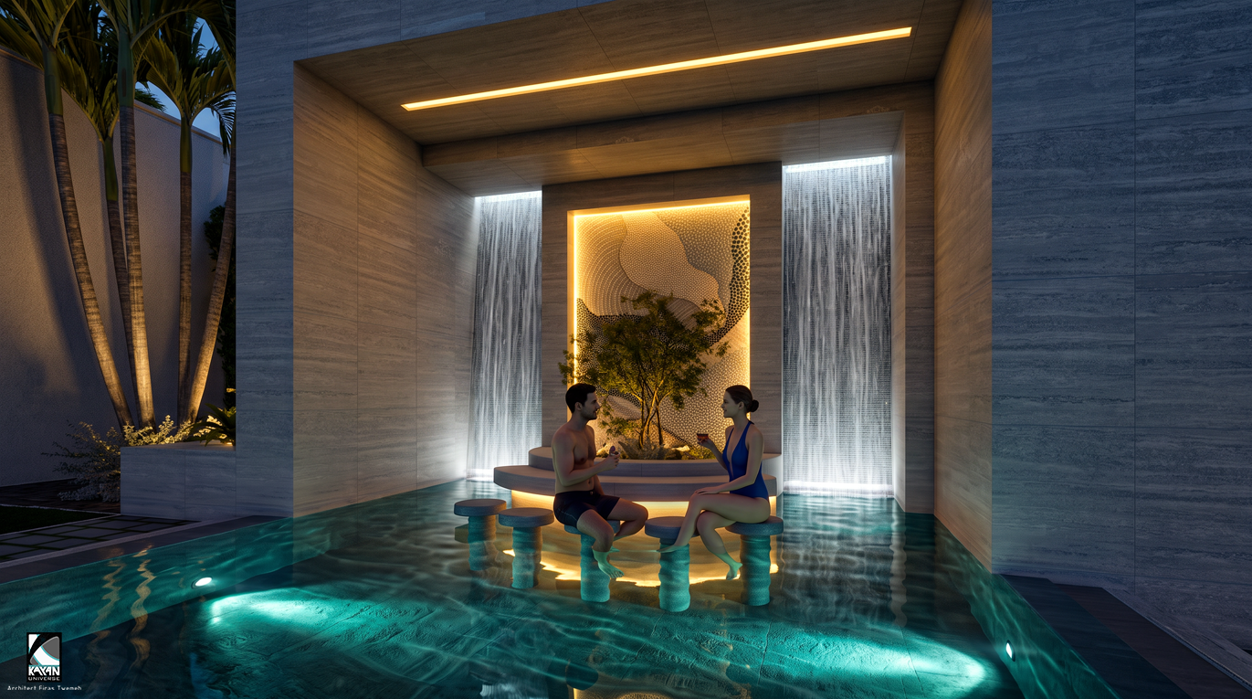 Villa landscape, pool, Kara'a Brothers